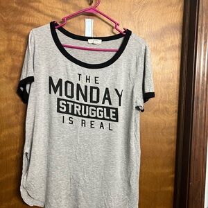 Loralette Gray Tee with Black Accents